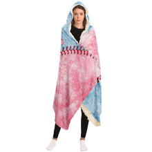 Load image into Gallery viewer, Personalized Baseball Hooded Blanket Pale Blue and Pink