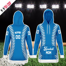 Load image into Gallery viewer, Personalized Long Hoodie Blue & White