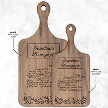 Load image into Gallery viewer, Personalized Handwritten Recipe  Paddle Cutting Board
