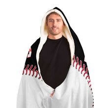 Load image into Gallery viewer, Personalized Baseball  Hooded Blanket Black &amp; White
