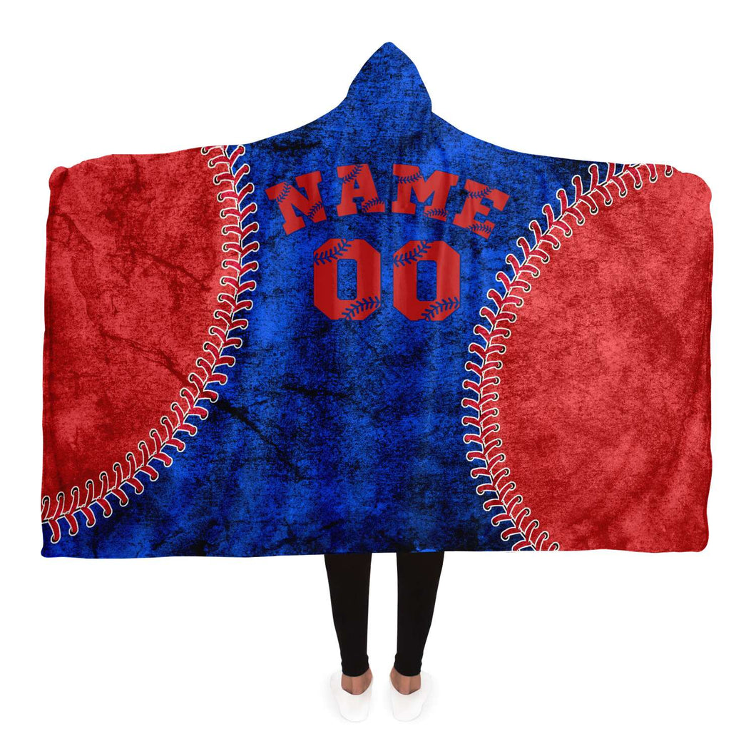 Chicago Baseball Personalized Hooded Blanket Blue & Red