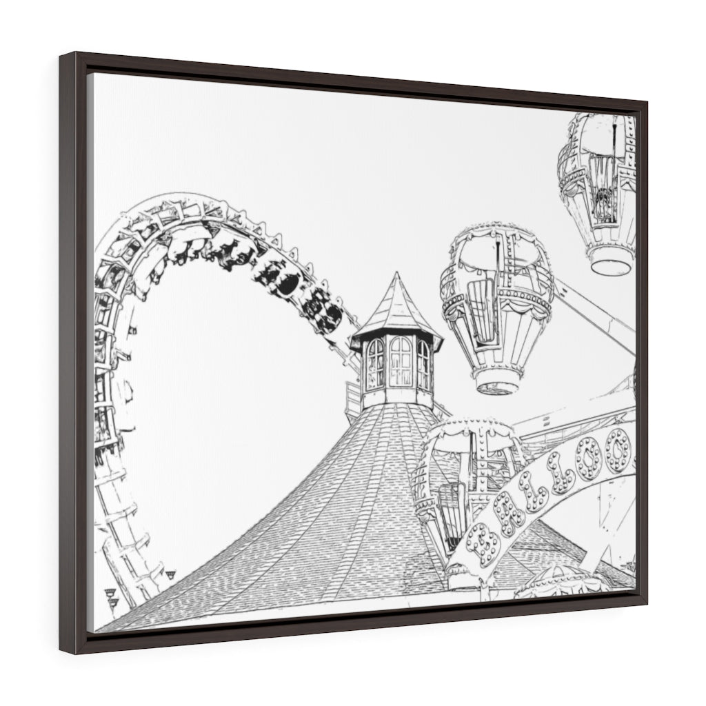 Art Sketch Wall Art Print Wildwood NJ Boardwak Roller Coaster & Ferris Wheel