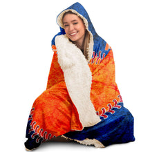 Load image into Gallery viewer, New York Baseball Personalized Hooded Blanket Blue &amp; Orange
