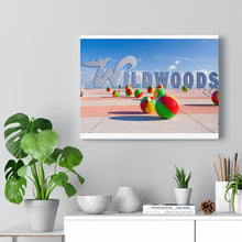 Load image into Gallery viewer, Canvas Print Wildwood Crest Wildwoods Sign Beach balls Jersey Shore
