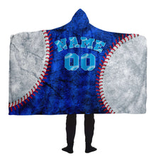 Load image into Gallery viewer, Chicago Baseball Personalized Hooded Blanket Blue and Gray
