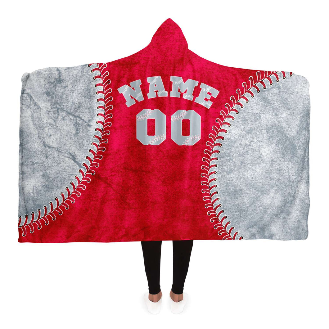 Seattle Baseball Personalized Hooded Blanket Red & Silver