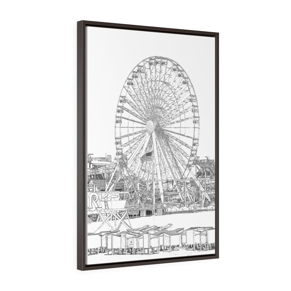 Art Sketch Wall Art Print Wildwood Jersey shore Morey's Piers amusement park Swings Big Ferris Wheel