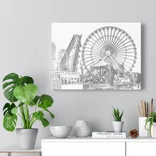 Load image into Gallery viewer, Art Sketch Wall Art Print Wildwood Moreys Piers Beach Sky Big Ferris Wheel
