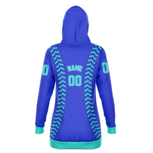 Load image into Gallery viewer, Personalized Long Hoodie Cobalt Blue &amp; Turquoise
