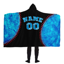 Load image into Gallery viewer, Miami Baseball Personalized Hooded Blanket Black &amp; Blue
