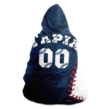 Load image into Gallery viewer, Baseball Gift Ideas New York Baseball Personalized Hooded Blanket Blue &amp; White
