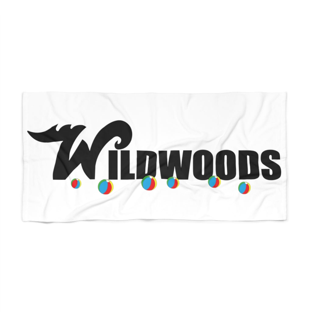 Famous Wildwood NJ sign with beach balls Beach Towel