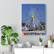 Load image into Gallery viewer, Canvas Print Wildwood Jersey Shore Morey&#39;s Piers Amusement Park  Rides Ferris Wheel Beach
