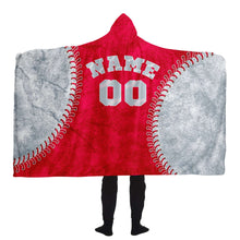 Load image into Gallery viewer, Seattle Baseball Personalized Hooded Blanket Red &amp; Silver
