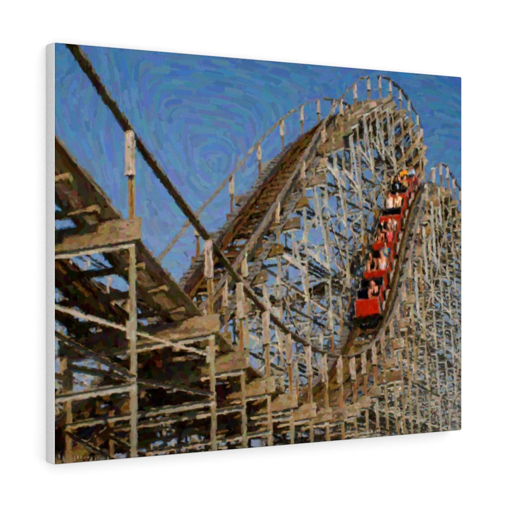 Gouache Digital Art painting Wildwood Wooden Roller Coaster Wall Art Print