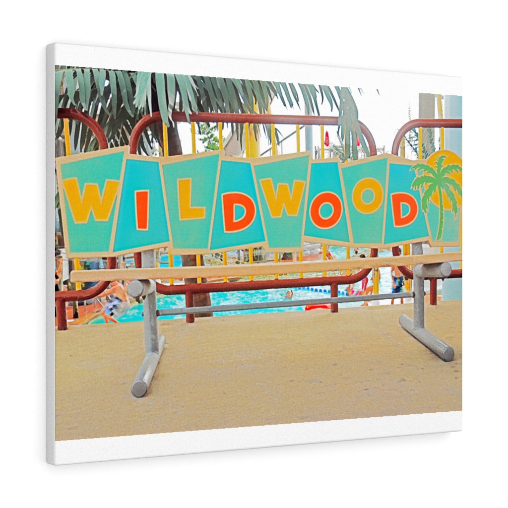 Watercolor Painting Wall Art Print Moreys Piers Wildwood NJ Piers Amusement Park Bench