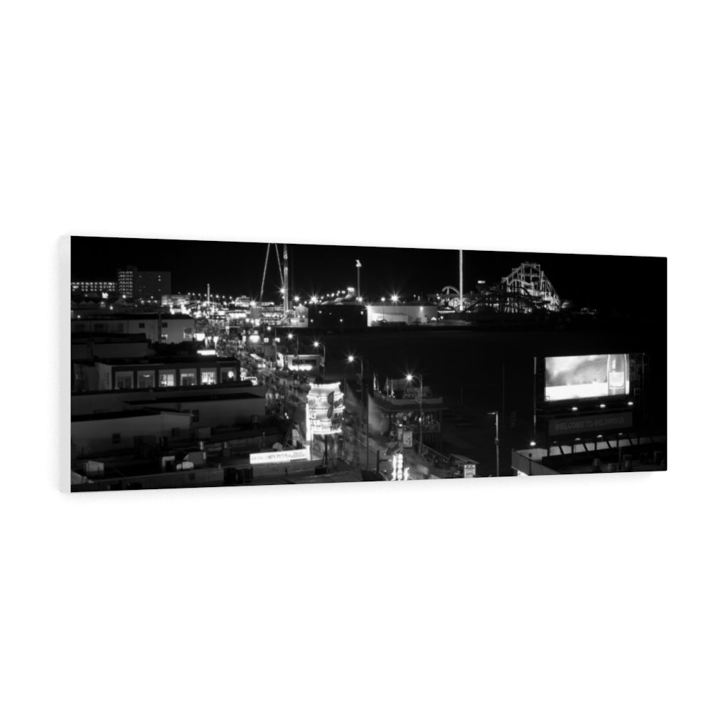 Wildwood New Jersey shore overview Black and White Photography Wall Art Print