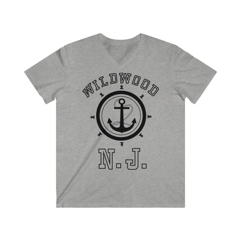 Vintage retro old school Style Wildwood New Jersey Men's Fitted V-Neck Short Sleeve Tee