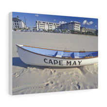 Load image into Gallery viewer, Canvas Print Lifeboat On Beach Morning Cape May New Jersey
