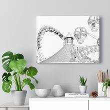 Load image into Gallery viewer, Art Sketch Wall Art Print Wildwood NJ Boardwak Roller Coaster &amp; Ferris Wheel
