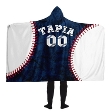 Load image into Gallery viewer, Baseball Gift Ideas New York Baseball Personalized Hooded Blanket Blue &amp; White
