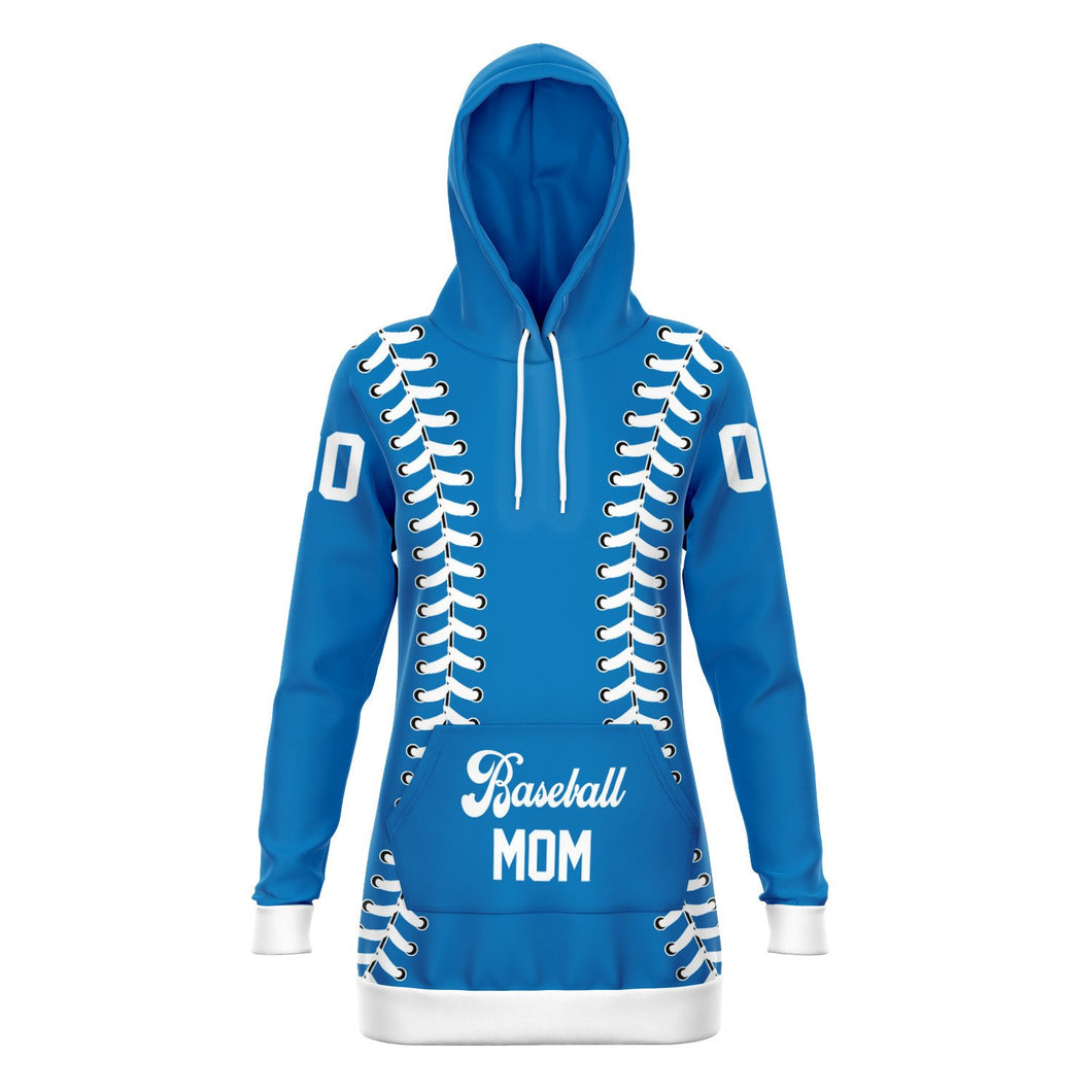 Personalized Long Hoodie Blue & White