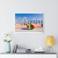 Load image into Gallery viewer, Canvas Print Wildwood Crest Wildwoods Sign Beach balls Jersey Shore
