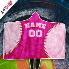 Load image into Gallery viewer, Personalized Baseball Hooded Blanket Rose &amp; Pink
