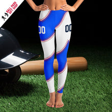 Load image into Gallery viewer, Personalized Leggings Blue &amp; White
