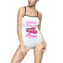 Load image into Gallery viewer, Pink Wildwood Tramcar Watch the Tramcar please  Women&#39;s One-piece Swimsuit
