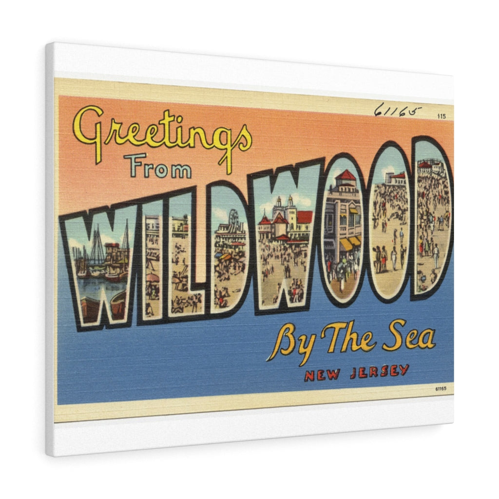 Old Wildwood By The Sea Postcard Home Decor Wall Art Print Canvas