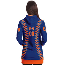 Load image into Gallery viewer, New York Baseball Personalized Longline Hoodie Blue &amp; Orange

