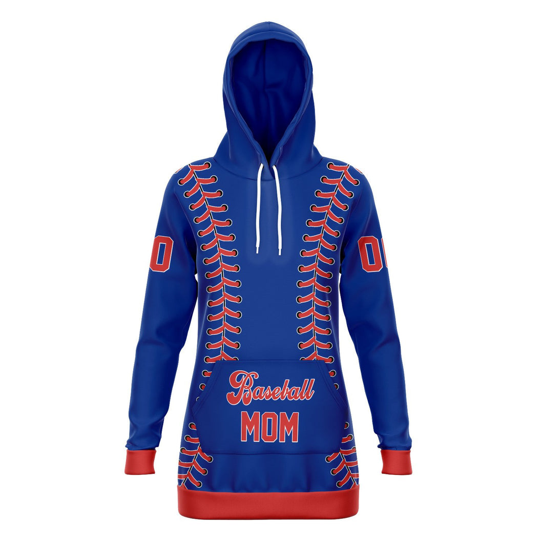 Chicago Blue Baseball Personalized Longline Hoodie