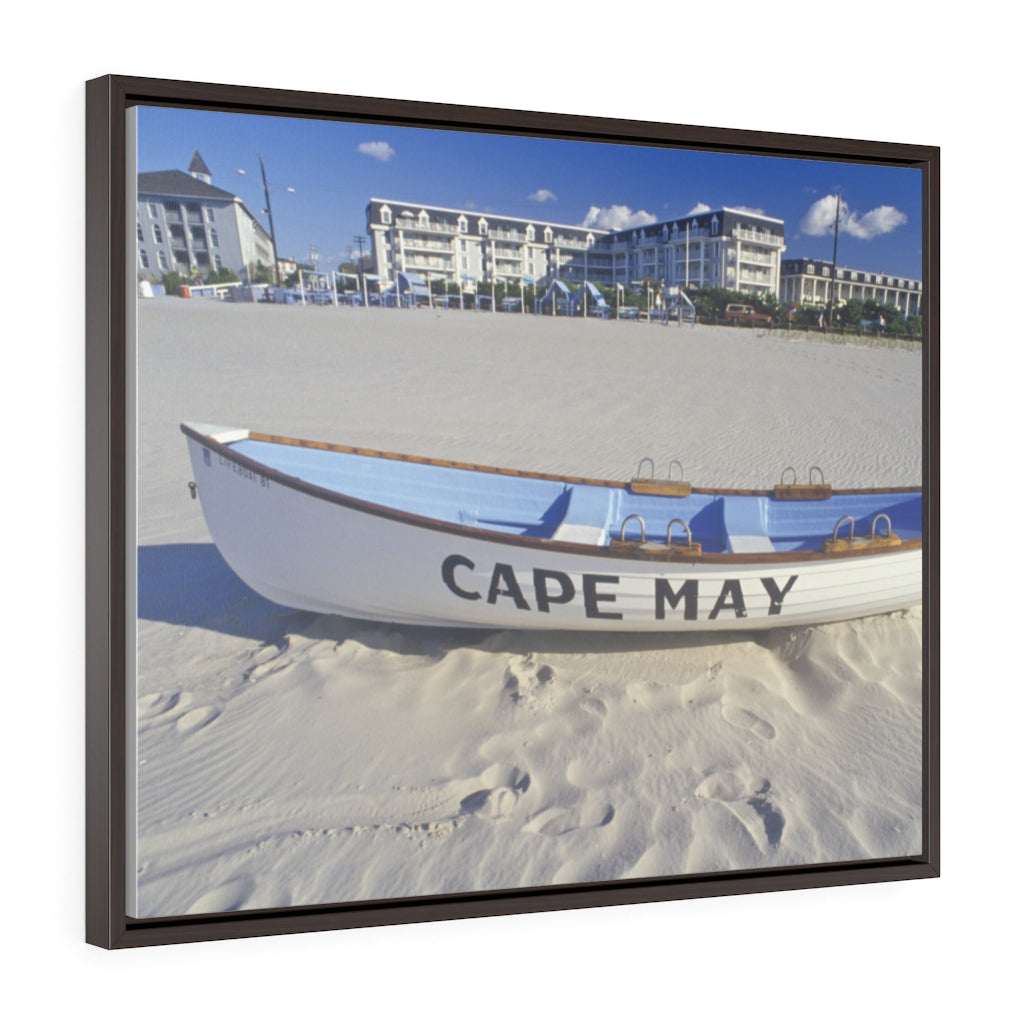 Canvas Print Lifeboat On Beach Morning Cape May New Jersey