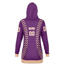 Load image into Gallery viewer, Personalized Long Hoodie Purple &amp; Coral
