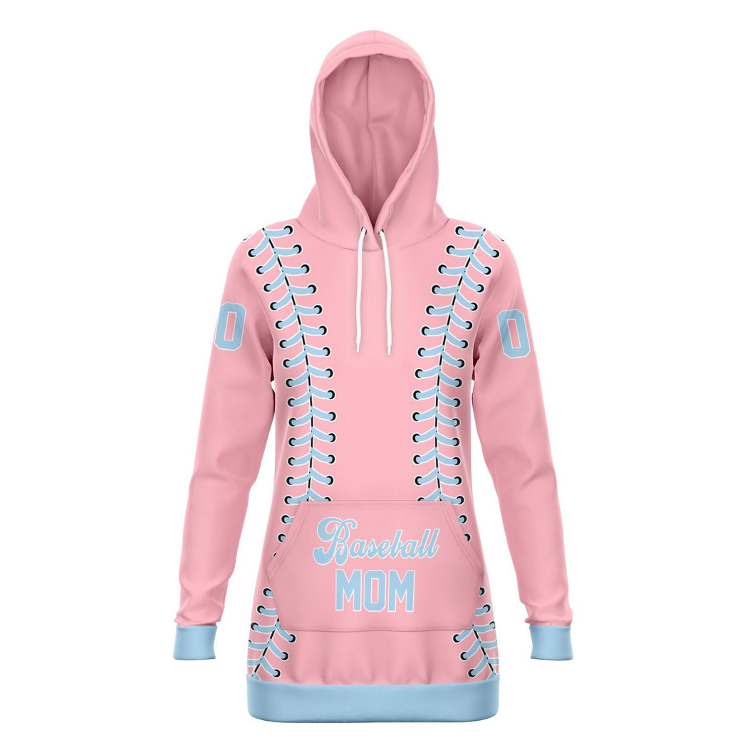 Personalized Long Hoodie Light Pink & Blue