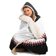 Load image into Gallery viewer, Personalized Baseball  Hooded Blanket Black &amp; White
