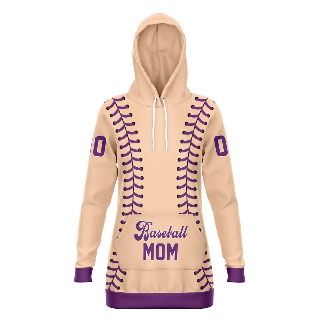 Personalized Long Hoodie Coral & Purple