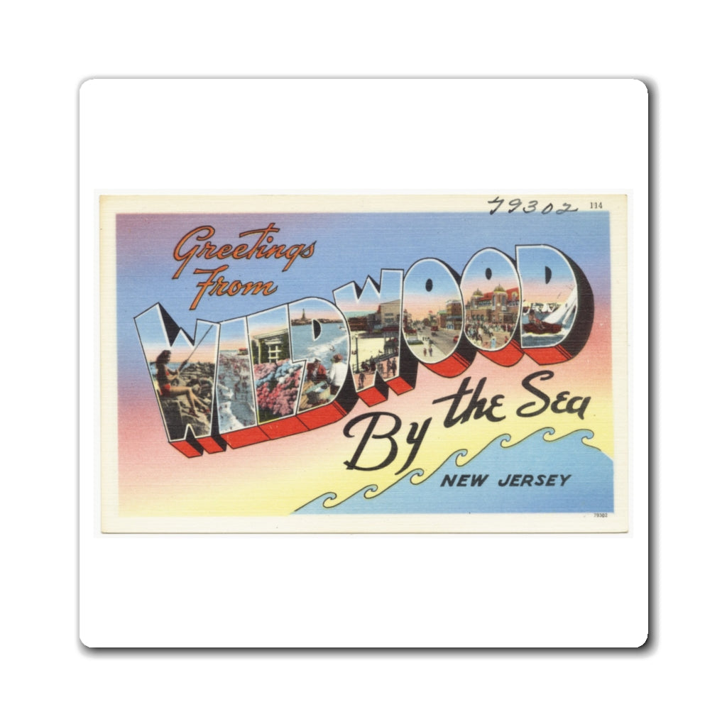 Vintage Wildwood by the sea Crest NJ Post Card Refrigerator Magnet Keepsake Souvenir