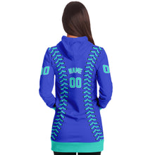 Load image into Gallery viewer, Personalized Long Hoodie Cobalt Blue &amp; Turquoise
