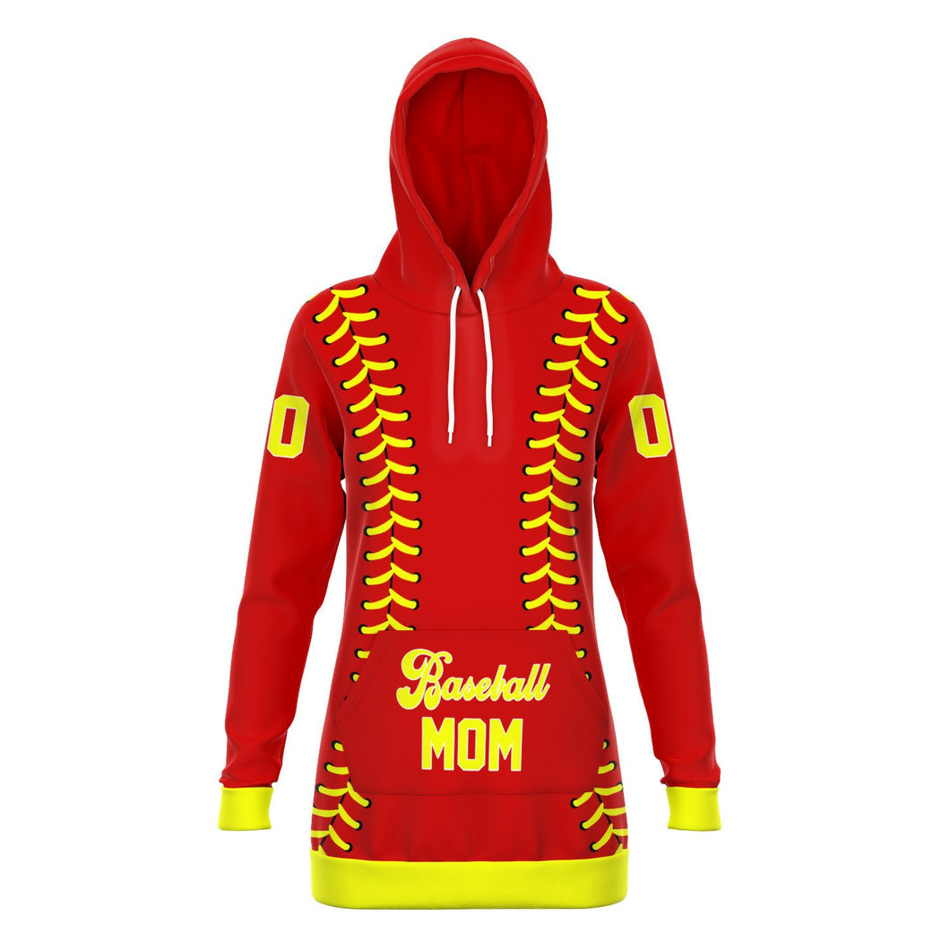 Softball Personalized Long Hoodie Red