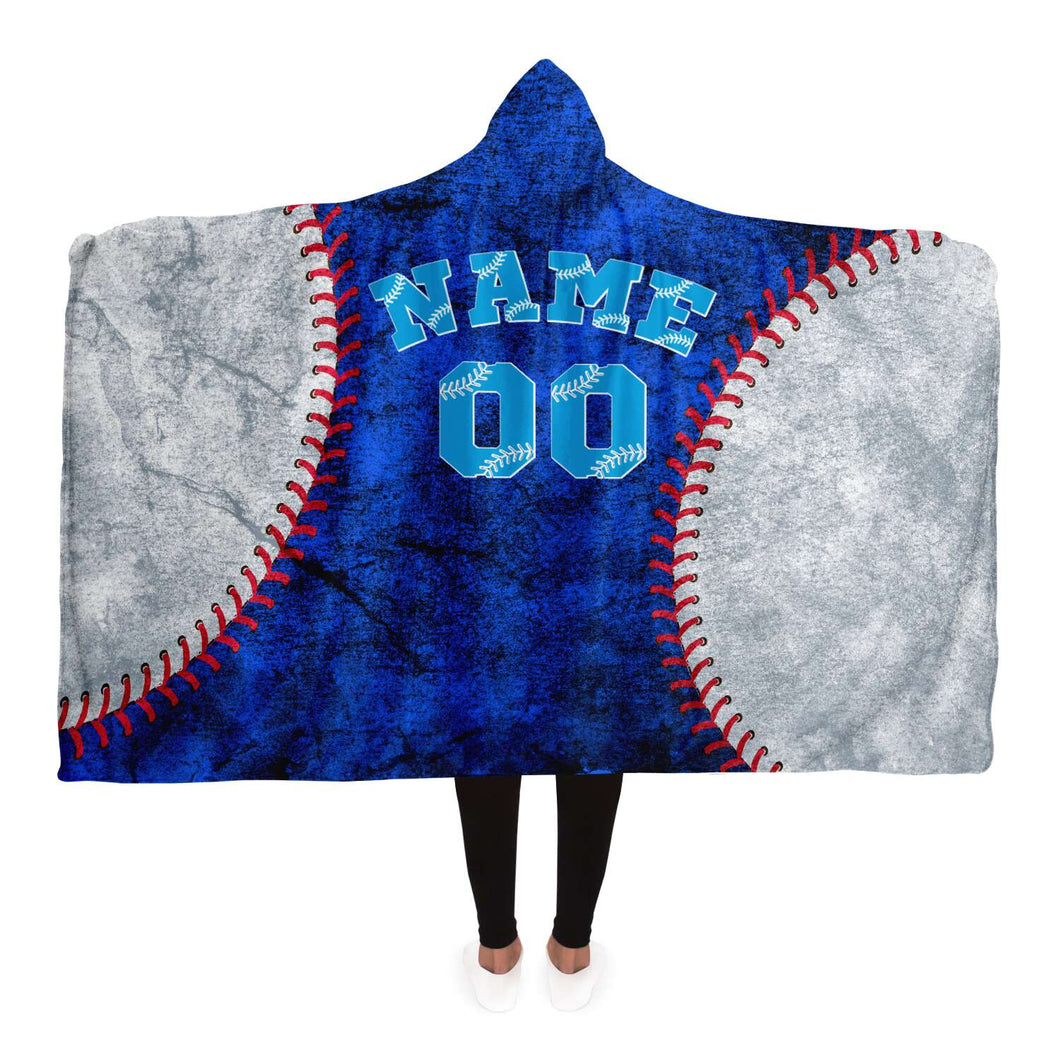 Chicago Baseball Personalized Hooded Blanket Blue and Gray