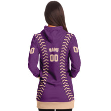 Load image into Gallery viewer, Personalized Long Hoodie Purple &amp; Coral
