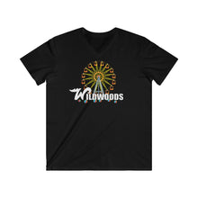 Load image into Gallery viewer, Wildwood NJ Magical express VS The Wildwood Tramcar Men&#39;s Fitted V-Neck Short Sleeve Tee black
