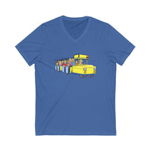 Load image into Gallery viewer, Watch The Tramcar Please Unisex Jersey V-Neck Tee
